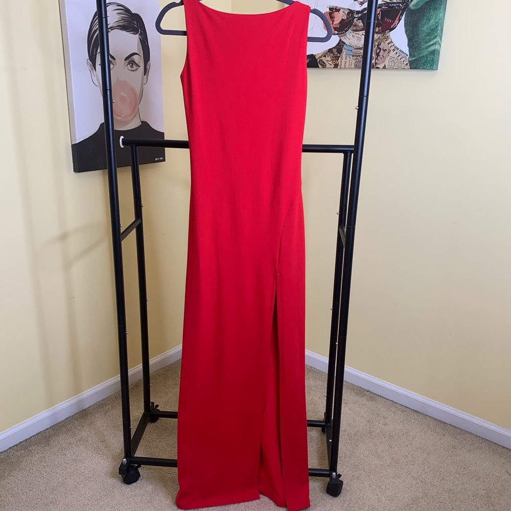 NWT SUSANA MONACO High Slit Low Back Maxi Dress w/Bodysuit in Red, Size Medium - Picture 5 of 6